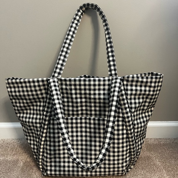 BAGGU Handbags - Black & White Gingham Tote Bag